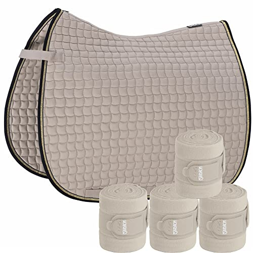 Eskadron Set Cotton Contrast Schabracke mit Fleecebandagen in Dove