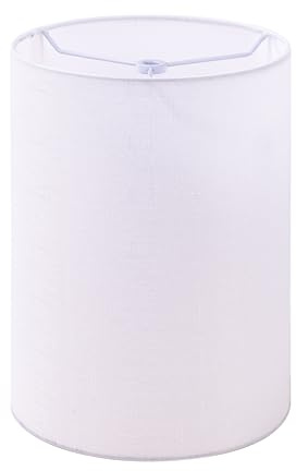 Wellmet White 8x 8x11 Lampshade, No Assembly Required, Classic Modern Lamp Shade for Table Lamp, Bedside Lamp, Floor Lamp, Fabric Drum Lampshade, Spider Fitter