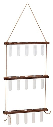 DSOUWEH Einzigartiges und auffälliges Reagenzglas zum Aufhängen an der Wand als Geschenk, funktionaler und dekorativer Wandpflanzer aus Holz mit 3 Etagen, Retro Stil