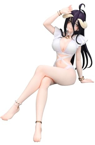 Gooyeh Albedo Figur Modell, Anime Figure Albedo Statue, Swimsuit Sitzende Pose Modell PVC Skulptur Deko Statue Sammlerstück Desktop Dekoration Geschenke 16CM