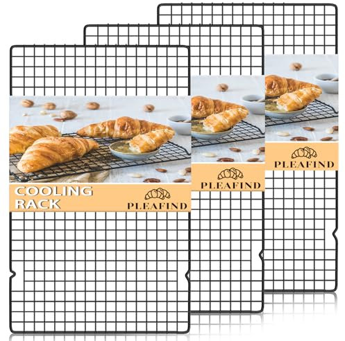 Pleafind Set di 3 griglia Forno, 40,2cm*25cm griglia Forno Universale in Acciaio Inox, griglia per Forno Nera per cuocere, Grigliare e asciugare, Lavabile in lavastoviglie