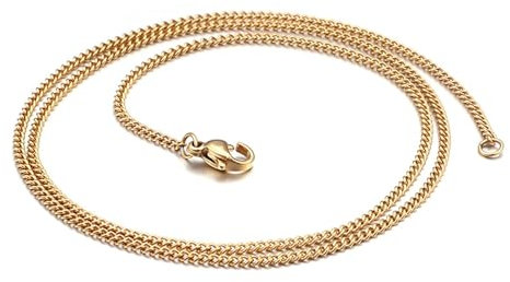 Beydodo Kette Herren ohne Anhänger Edelstahl, 1.5MM Panzerkette Curb Chain Hip Hop Kette Gold 45.5CM Freundschaftskette Personalisiert
