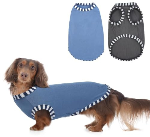 2per Pack UV-Schutz Hundeshirt, atmungsaktiv, Grau, Blau, M | UV-Schutz & Sonnenschutz；Kühlend & atmungsaktiv；Schmutzabweisend & schnell trocknend