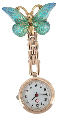 LIFKOME Taschenuhr Uhr-Anstecknadel Quarz-Krankenschwesteruhr Schmetterlings-Reversuhr Medical Watch schwesternuhr Armbanduhr Herren Ansteckuhr hängende Krankenschwestern beobachten Green