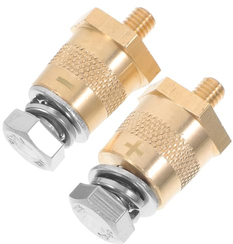 PRETYZOOM Adattatori per Terminali Batteria Auto 6/8mm Connettori Filettati in Ottone Set da 2 Viti in Acciaio Inox per Upgrade Impianto Elettrico Veicoli Uso Professionale e Fai da Te
