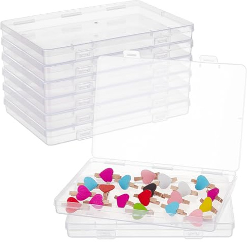 BENECREAT 8 boîte de Rangement pour Cartes Étui de Rangement pour Photos en PP avec Boucle de double Conteneur de Stockage D'Images pour cartes, perles et matériel de bricolage 17.5x12.2x1.7cm