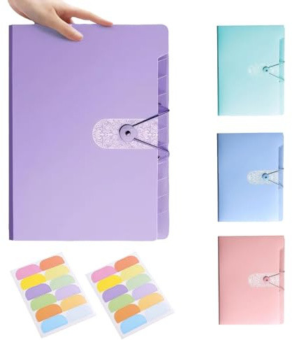 Fächermappe, A4-Format, Dokumenten-Organizer, 8 Fächer, große Kapazität, Akkordeon, erweiterbarer Ordner für Büro, Geschäftsreise, Zuhause, 4 Stück