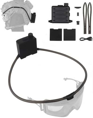 Brillenentfeuchter, Taktischer Schutzbrillen-Defogger mit Einstellbarer Knopf, Brillen-Antibeschlag-Ventilator-Set mit Schlauch und Klettverschluss für Radfahren, Wintersport, Taktischen Einsätzen