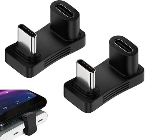 Bansusu 2Pcs USB C 180 Degree Angled Adapter, USBC 3.1 Male to Female | Plug and Play U Shape Adapter,Type C Angled Adapter Data Transfer Connector Compatible for Steam Deck,USB-C Tablet and Phone
