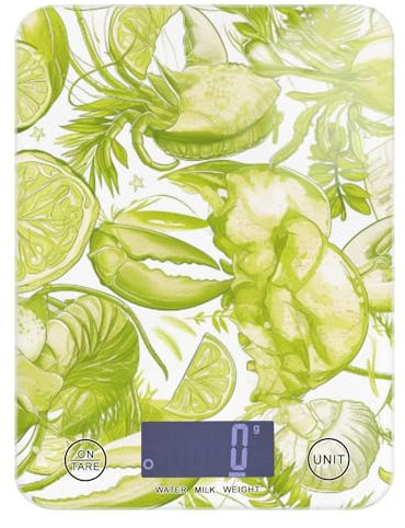 Aragosta Fumetto Fluorescente Verde Estate Cibo Pesatura Bilancia per Viaggi 12 Lbs, 5kg/5g Bilancia da cucina Piccola con 4 Unità per (Utente) (Utente) báscula para pesar comida