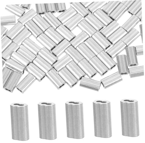 TOYZFRIENDY 100pcs Aluminum Wire Rope Clamp with 8-shaped Double-hole Design, Lightweight Fixing Aluminum Crimp Sleeve for DIY Enthusiasts and Professionals