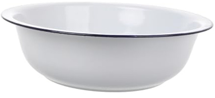 Grosse Bassine en Émail Blanc, Style Vintage, Multifonction la Cuisine | Lavage des Légumes, Toilette du Visage, Grosse Capacité, Nettoyage Facile, Vaisselle Émaillée Classique