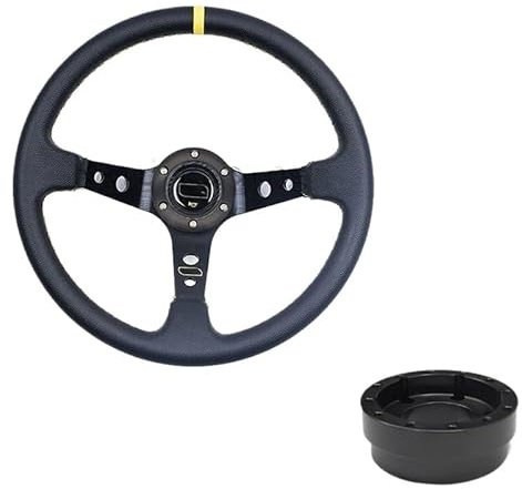 Volant Sport,Volant Voiture Volants de course 13/14 pouces Volant sport à dérive profonde Adaptateur volant PU Auto(Set A-PVC-A)