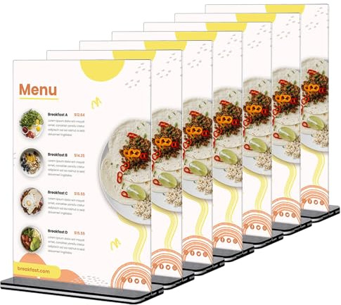 ZOFUN 10 Stück A5 Acryl Tischaufste Ständer mit Solide Sockel, Werbeaufsteller Glasklar Acry, Doppelseitig T-Ständer für Speisekarten, Tischkarten, Werbung, Fotorahmen, Werbeaktionen