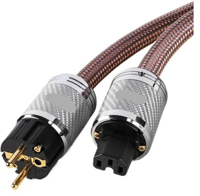 Cavo Di Alimentazione Hi-End Hifi 7N OCC Serie EU/US Connettore Placcato Oro Guscio In Fibra Carbonio Audio For Audiofili(EU version,3m)