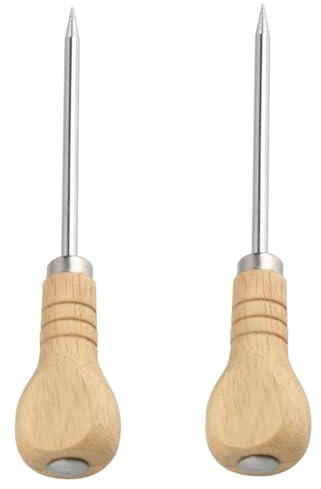 SOLUSTRE Eispickel aus Edelstahl mit Holzgriff 2 Stück für Müheloses Eisbrechen in Küche und Beim Gefriergut mit Komfortablem Griff