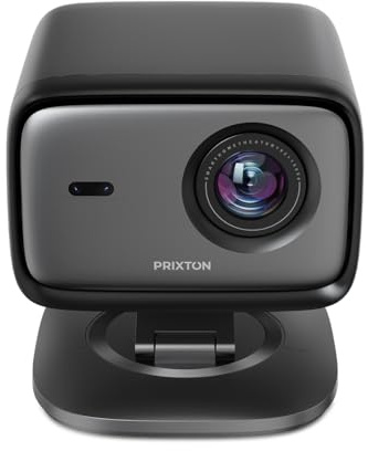 PRIXTON Proyector portátil con WiFi Monet, 12.000 lúmenes, 400 ANSI lúmenes, Altavoces Integrados (2 x 5 W), Resolución Full HD 1080p LED, Mando a Distancia, 40” a 150”, Conexión HDMI/USB/DC IN