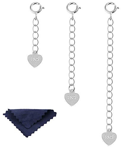 Kettenverlängerung ALEXCRAFT 925 Sterling Silber Kettenverlängerung Verlängerung Kette Halskette Fußkette Armband Verlängerungskette für Schmuckherstellung, 3 Stück 1 2 3 inch