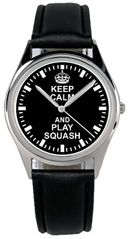 KIESENBERG Armbanduhr Squash Geschenk Artikel Idee Fan Damen Herren Unisex Analog Quartz Lederarmband Uhr 36mm Durchmesser B-2051