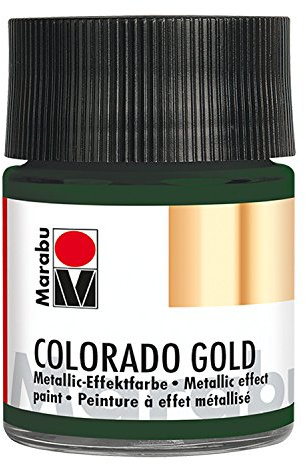Marabu 12640005768 - Metallic Effektfarbe, Colorado Gold metallic dunkelgrün 50 ml, auf Wasserbasis, lichtecht, wetterfest, schnell trocknend, zum Pinseln und Tupfen auf saugenden Untergründen