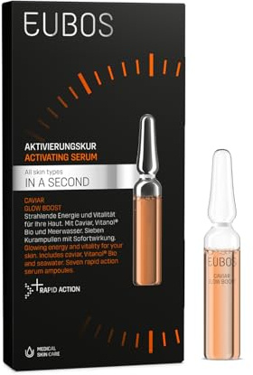 EUBOS IN A SECOND Caviar Glow Boost Aktivierungskur 7 x 2ml | Für strahlende Haut, Revitalisiert und glättet, Für alle Hauttypen, Hautverträglichkeit dermatologisch bestätigt