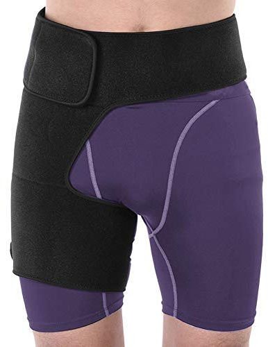 Nikou Soporte para la ingle del muslo Vendaje Soporte para la cadera, Envoltura de compresión ajustable, Brace transpirable Prevención de la tensión muscular Alivio del dolor de ciática