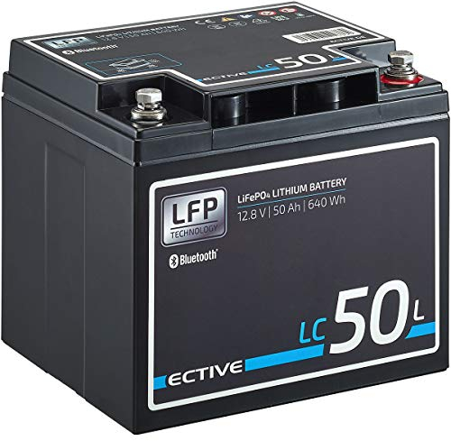ECTIVE LiFePO4 Batterie LC50L BT - 12V, 50Ah, 640Wh, Bluetooth inklusive App - Lithium-Eisenphosphat Versorgungsbatterie, Bootsbatterie, Solarbatterie für Wohnwagen, Wohnmobil, Camper