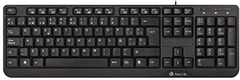 NGS FUNKYV3 Teclado USB con 12 Teclas Multimedia, Cable de 140cm y Función Plug&Play (QWERTY Español)
