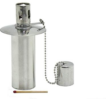 Öllampe Einsatz – Ölbehälter Gartenfackel – Edelstahl – ca. 45 ccm Inhalt – Klein & Extra Schmal – Dauerdocht aus Glasfaser – TÜV-geprüft – Ein Qualitätsprodukt von Hanna's Laden
