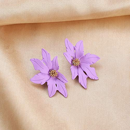 N/A Pendientes Colgantes de pétalos de Flores moradas Pendientes de Moda Pendientes Elegantes Joyería de Fiesta de Boda para Mujer E1659