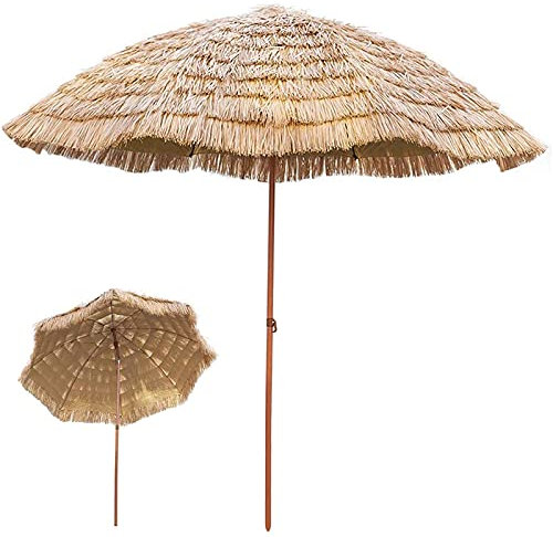Yclty 6,9 Pies Sombrilla Playa Sombrilla Jardín Hula Sombrilla Hawaiana con Techo De Paja con Inclinación, Sombrilla Terraza Exterior Parasol Playa para Garden Residential Party Cafe