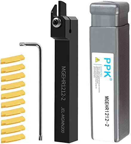 MGEHR 1212-2 Nivellierwerkzeughalter, CNC Drehbohrstange mit 10 Stück MGMN200 Hartmetalleinsätzen für MGEHR/MGIVR Drehwerkzeuge