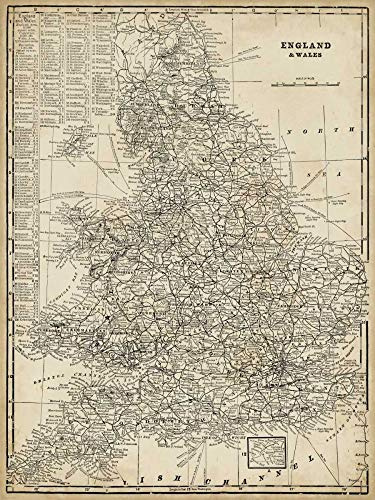 ART-PRINT-on-matte-papper-220 gr- Antik karta över England Vision Studio - Europeisk vertikal bild bild konsttryck papper canvas ram konsttryck 3_X_24_in
