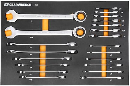 GearWrench 21 Piece 72T SAE Standard & Stubby Ratcheting Wrench Set with EVA Foam Tray - 86526