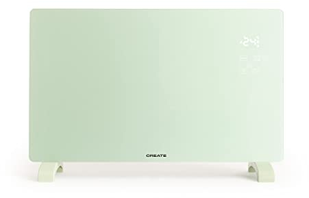CREATE/WARM CRYSTAL 2000W / Convector eléctrico de cristal con wifi verde/App, pantalla LED táctil, 2 potencias, instalación en pared o suelo, bajo consumo