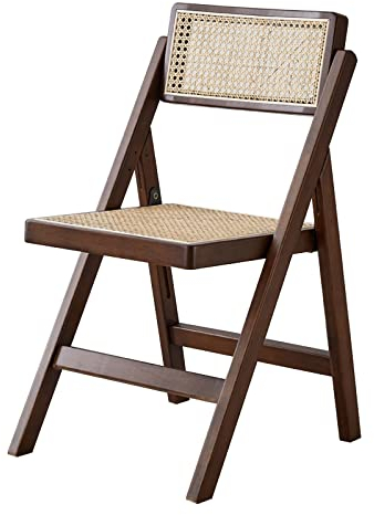 D2FASHION 1PCS Klappstuhl Strand Leicht Faltbar Rattan Gartenstühle, Braun/Schwarz/Natürliche Farbe Rahmenkonstruktion Aus Massivholz, Wiener Geflecht Dining Chairs (Color : Dark Brown)