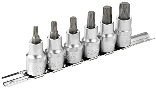 DAKCOS Bit Set Torx Nusssatz für 1/2-Vierkantantrieb, Nüsse aus CR-V, Bit aus S2, T30 - T60 | Nüsse aus CR-V, Bit aus S2