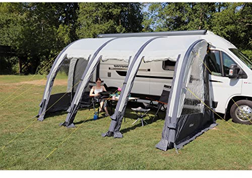 deiwo Auvent Gonflable 390 x 235 cm - Tente latérale pour Caravane, Camping-Car + Pompe à air