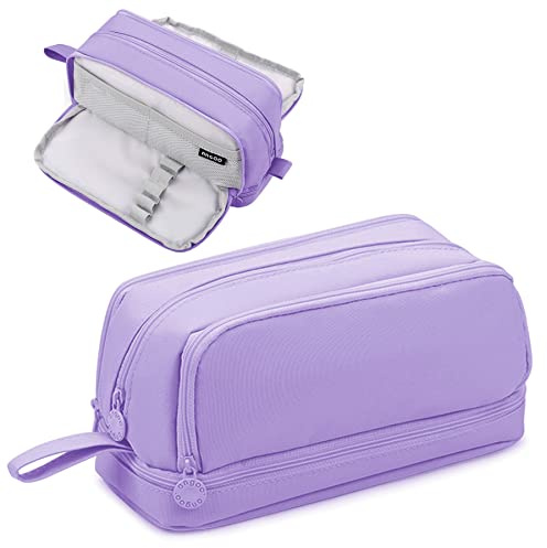 Tesmien Large Pencil Case with 4 Compartments Stationery Organizer, Purple