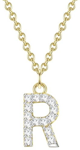 GLANZSTÜCKE MÜNCHEN Damen Kette Buchstabe R aus 925/- Sterling Silber mit Zirkonia