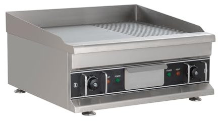 GastroHero Elektro-Grillplatte Eco 596x398 ½ glatt, ½ gerillt - Tischgerät Gastronomiebedarf