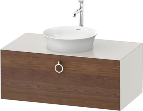 Duravit Tulip blanco, mueble de baño colgado en la pared, ancho 1000 x profundidad 550mm, con 1x extraíble, con tirador, WT49810, Color: Cuerpo: blanco nórdico satinado, frente: nogal americano macizo