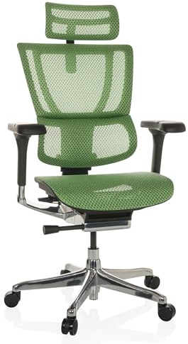 hjh OFFICE Bürostuhl ergonomisch ERGOHUMAN Slim GEN2 Originales Design, 24h Einsatz, Drehstuhl mit Flexibler Lordosenstütze, Netz Grün