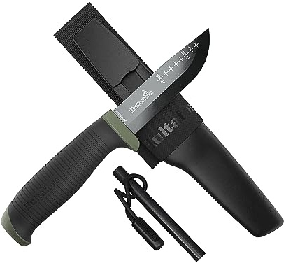 Hultafors Ok4 Bushcraft Messer & Feuerstahl Set I Survival Bundle für Outdoor I Mit Gürtelhalterung und Schlaufe I Ideal für Wildlife & Feuer entfachen I 380276