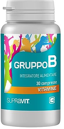 Supravit Gruppo B, integratore alimentare a base di vitamine del gruppo B. 30 compresse. Integratore per energia, supporta il metabolismo energetico. Vitamine B. Difese immunitarie. Gluten free