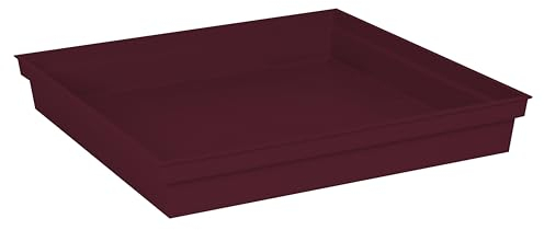 EDA Quadratischer Untersetzer Toskana, 40 cm – für Blumentopf Toskana 50 cm – 40 x 40 x H 5,9 cm – Burgunderrot