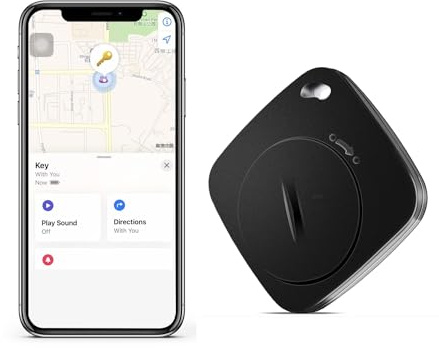 Bluetooth Tracker Tags Item Finder Works with the Apple Find My App (only for iOS) Small Item Locator for Finding Your Keys, Luggage and More, 80m Finding Range Rhombus Black 1 Pack