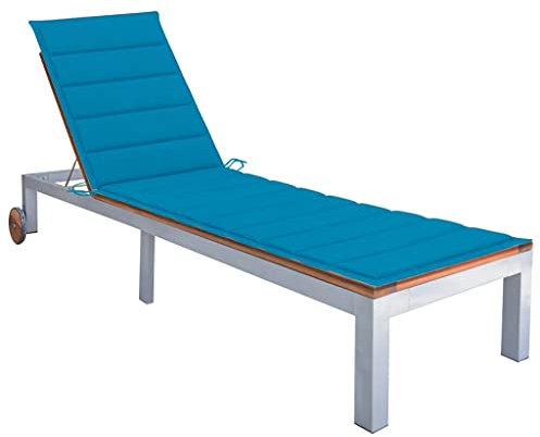 FUDUGEHMIOFWFJJ liegestuhl,liegestuhl Garten,saunaliege,Sonnenliege mit Auflage Akazie Massivholz Verzinkter StahlGeeignet für Garten, Pooldeck, Terrasse, Wohnzimmer