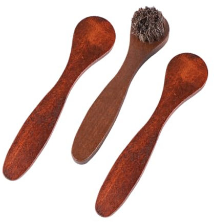 SAFIGLE Lange Griff Schuhbürste Aus Rosshaar 3 Stück Holzgriff Reinigungspinsel Für Schuhpflege Polieren Reinigen Von Leder Und Wildlederschuhen Tragbar Für Herren Damen