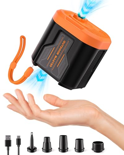OutdoorMaster Bonito 5kPa Portable Electric Air Pump for Inflatables, 14.43Wh Rechargeable Mini Air Pump Inflator, Inflation & Deflation for Air Mattress, Pool Float, Storage Bags, Air Beds